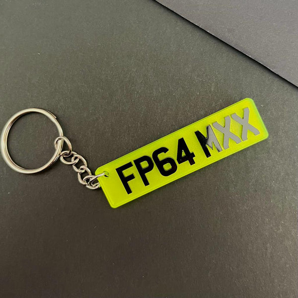Neon Number plate Keychain