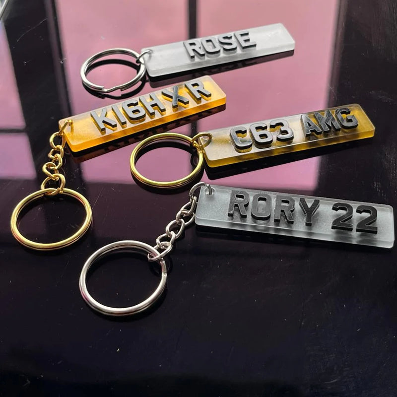 White Number plate Keychain