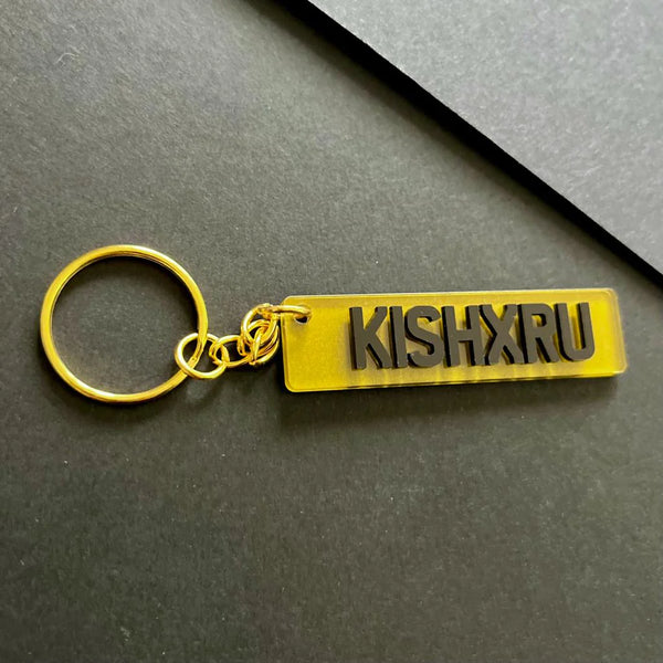 Tinted Yellow Number plate Keychain