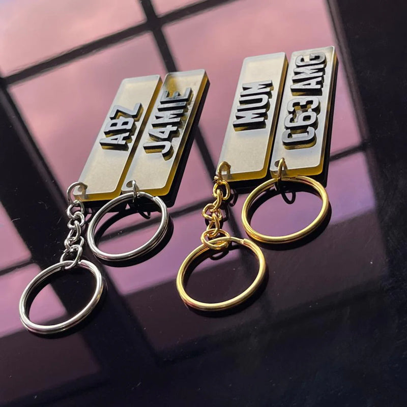 Tinted Yellow Number plate Keychain