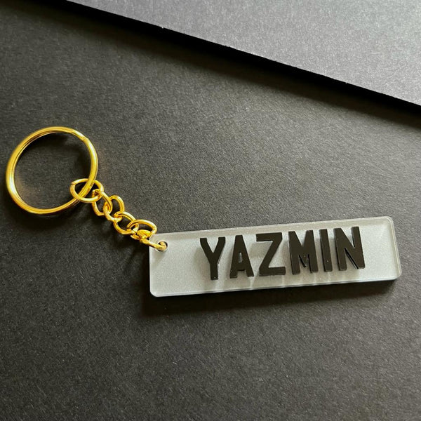 Tinted White Number plate Keychain